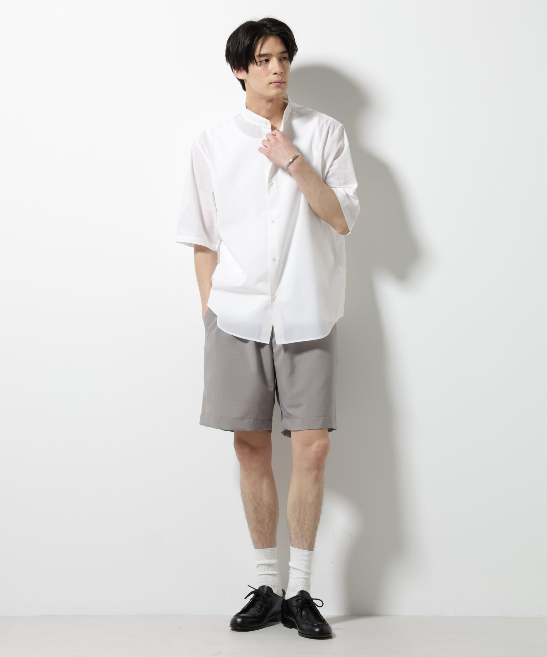 nano･universe「TEXBRID(R)バンドカラーシャツ 半袖」|シャツ・ブラウス|