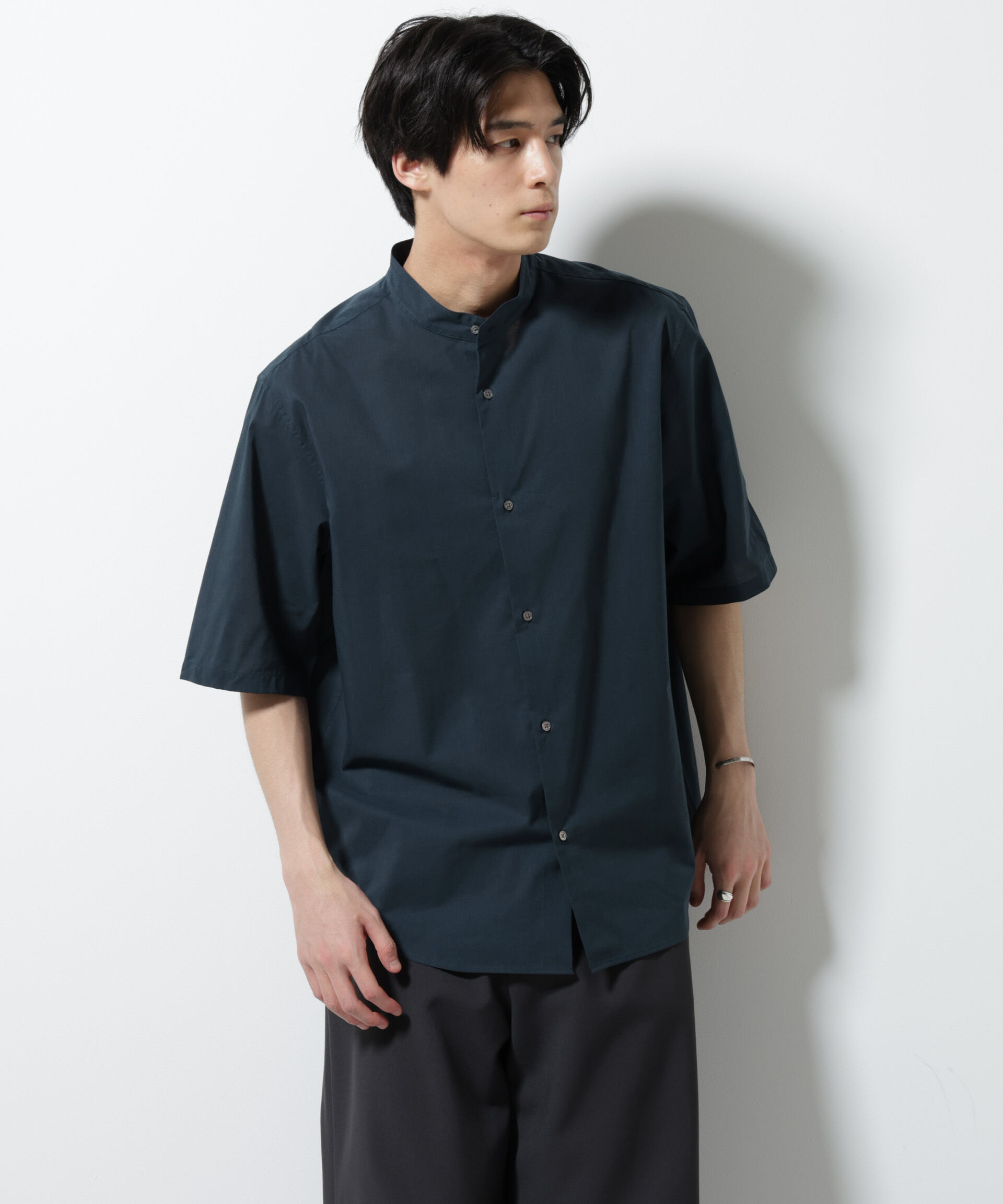 nano･universe「TEXBRID(R)バンドカラーシャツ 半袖」|シャツ・ブラウス|