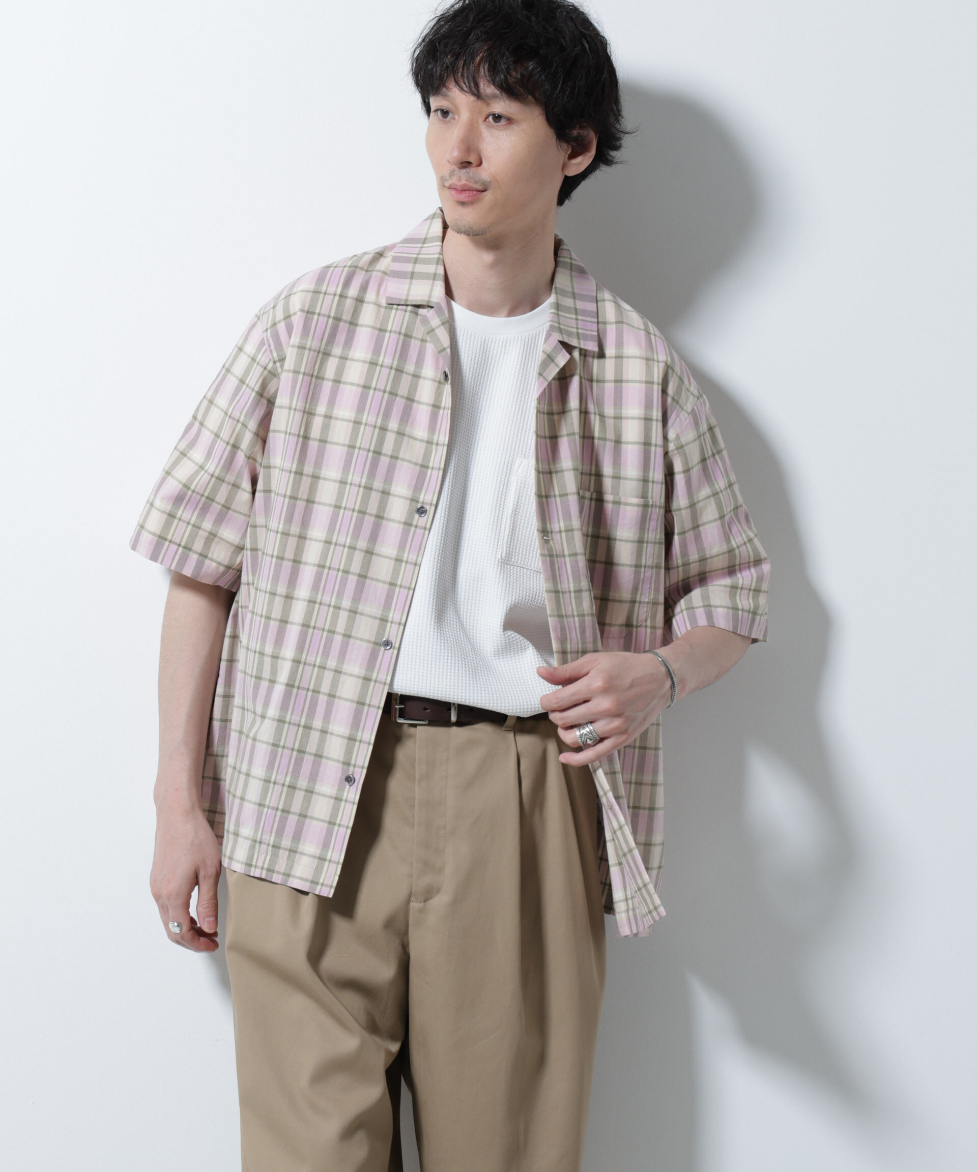 nano･universe「Fabric by INDIA オールドライクマドラスチェックシャツ 半袖」|シャツ・ブラウス|