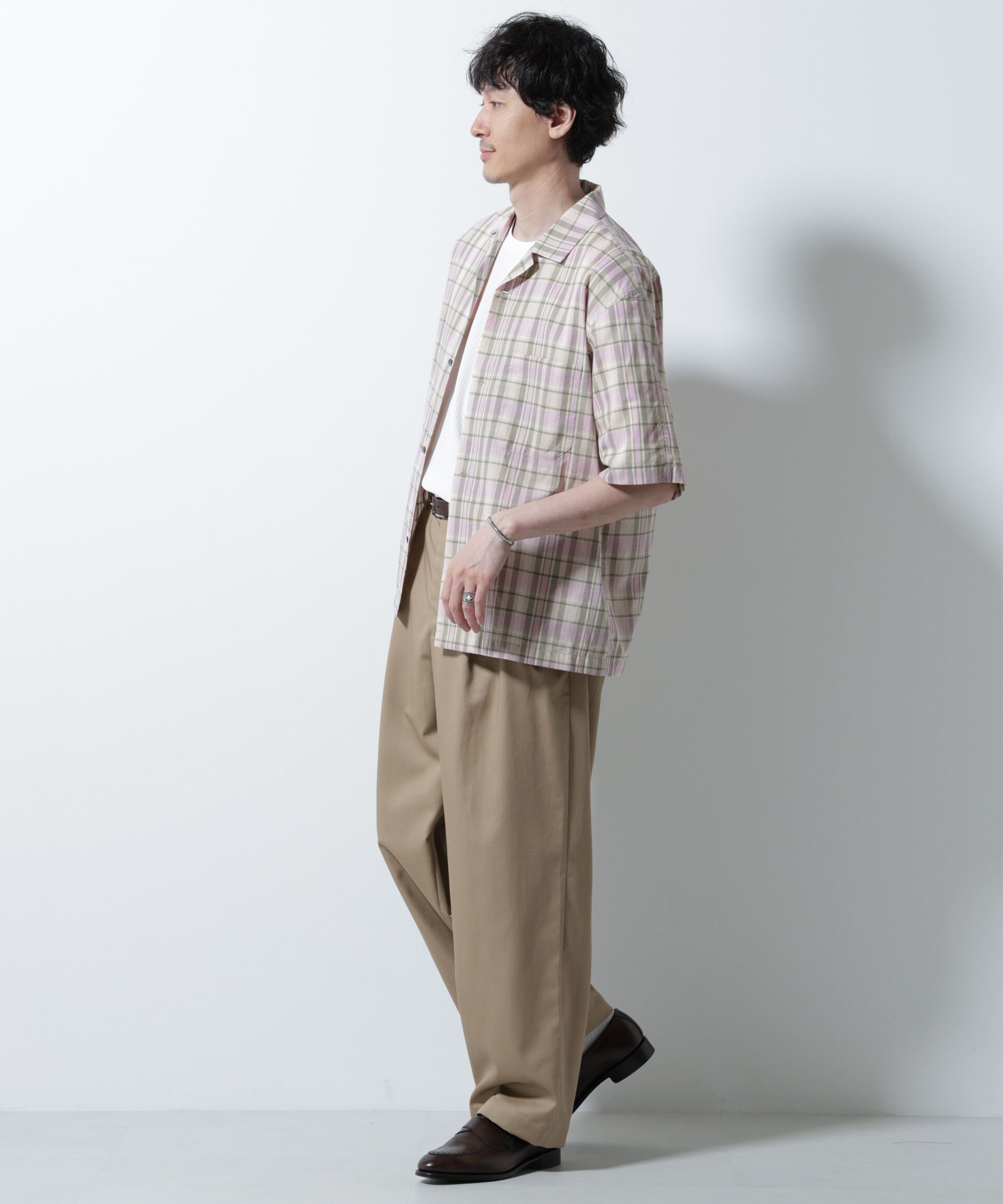 nano･universe「Fabric by INDIA オールドライクマドラスチェックシャツ 半袖」|シャツ・ブラウス|