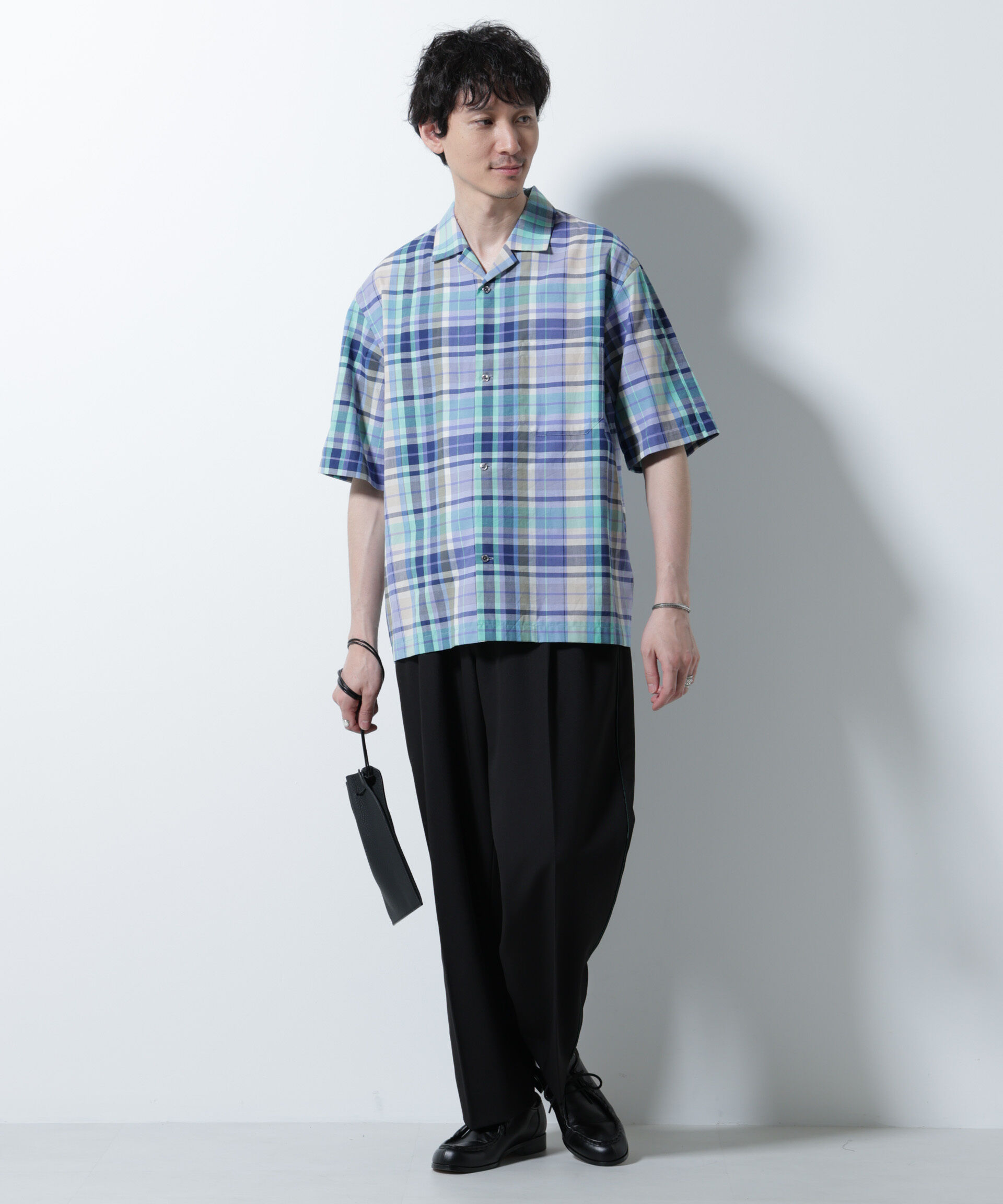 nano･universe「Fabric by INDIA オールドライクマドラスチェックシャツ 半袖」|シャツ・ブラウス|