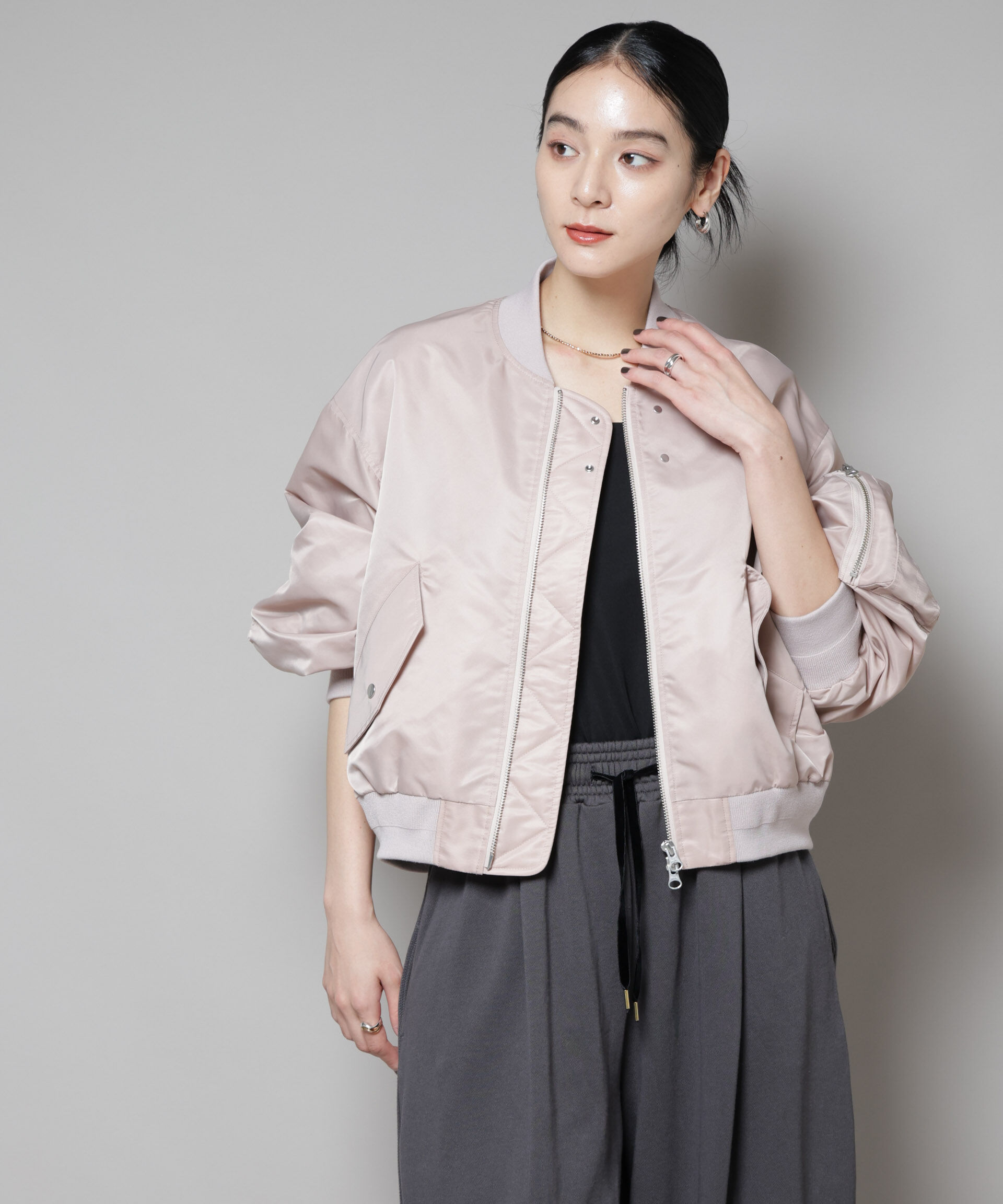 nano･universe「ナイロンツイルMA-1ブルゾン」|ブルゾン・スタジャン|