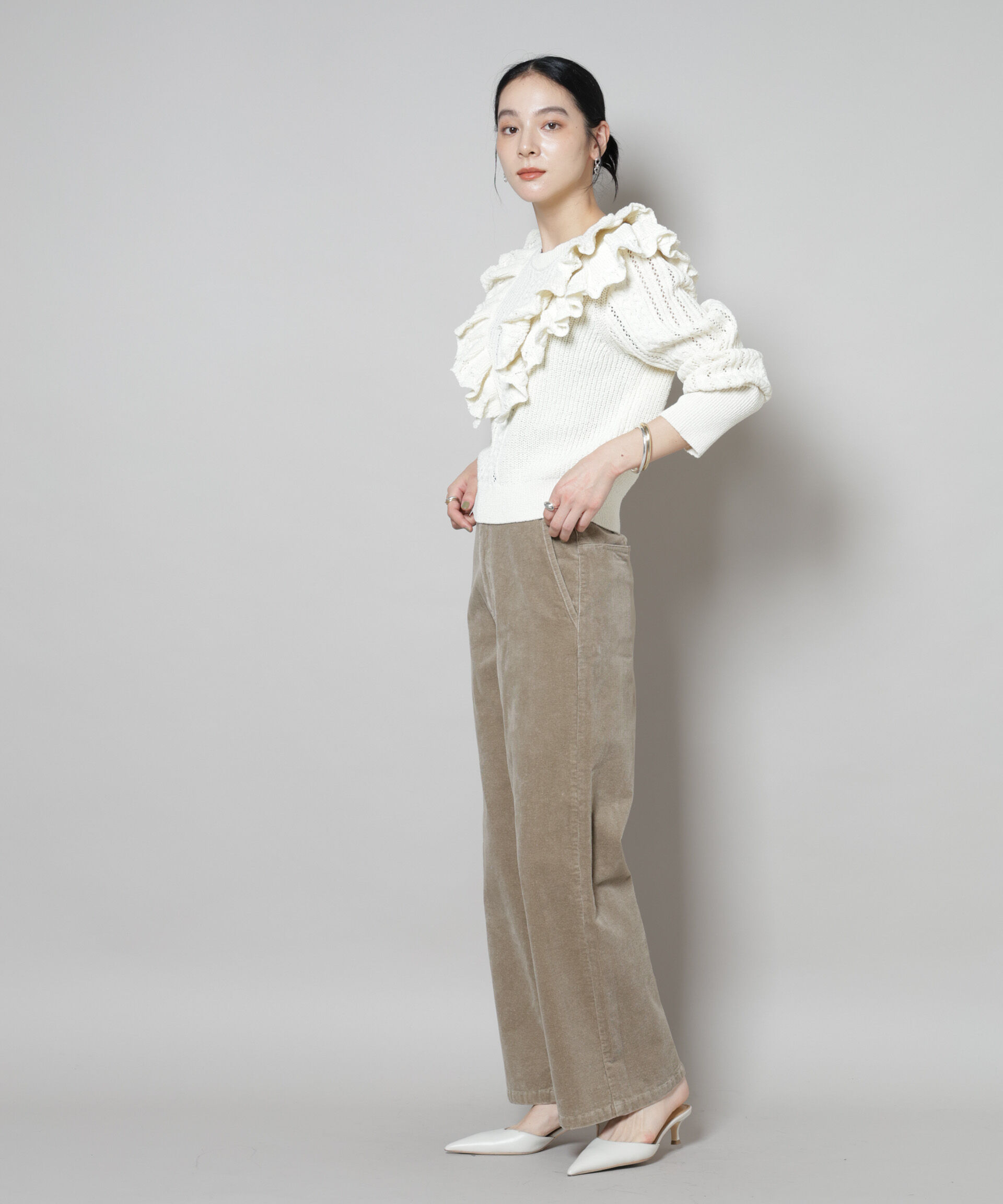 nano･universe「コーデュロイワイドパンツ」|チノ|