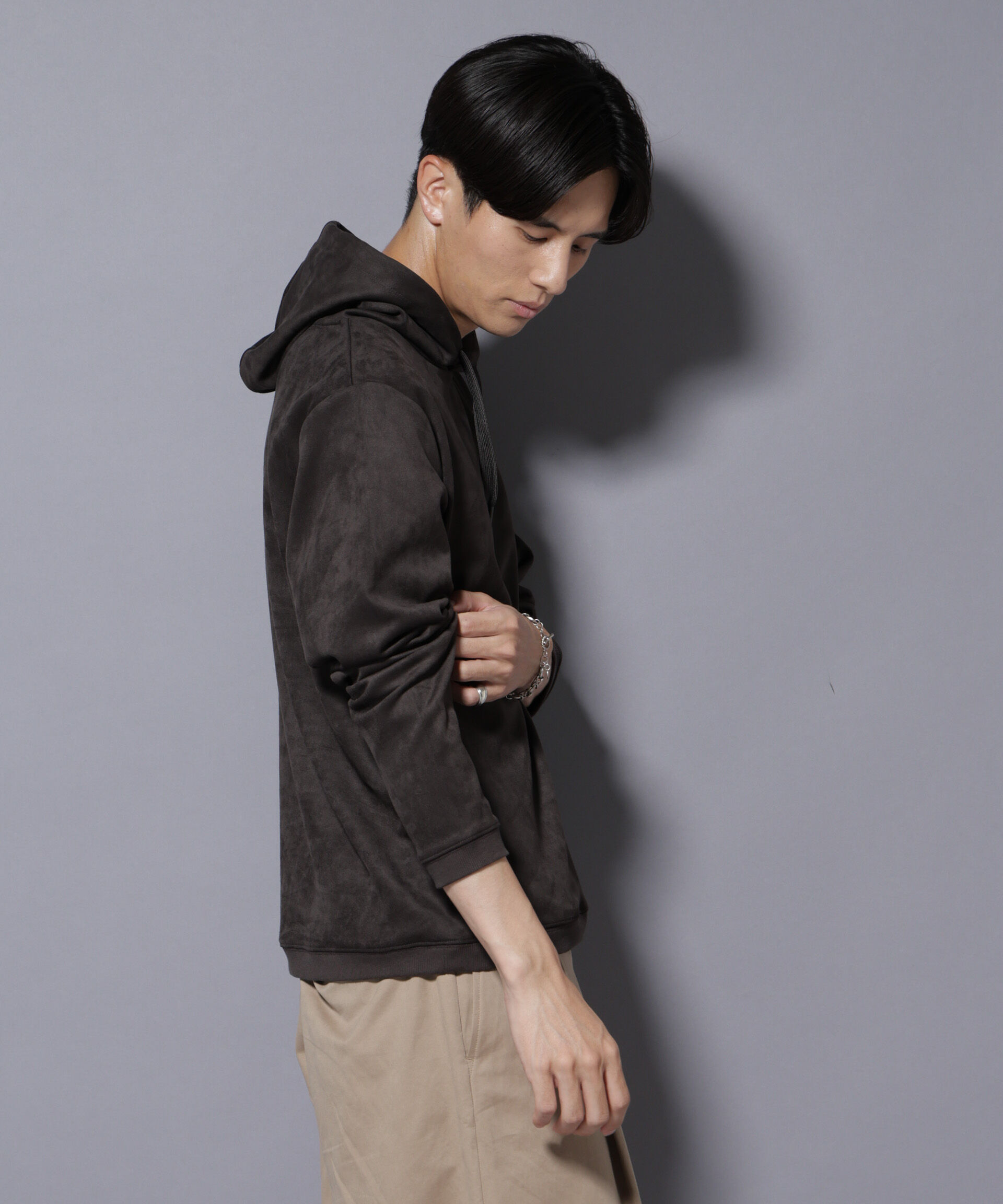 nano･universe「フェイクスエードフーディー 長袖」|Tシャツ・カットソー|