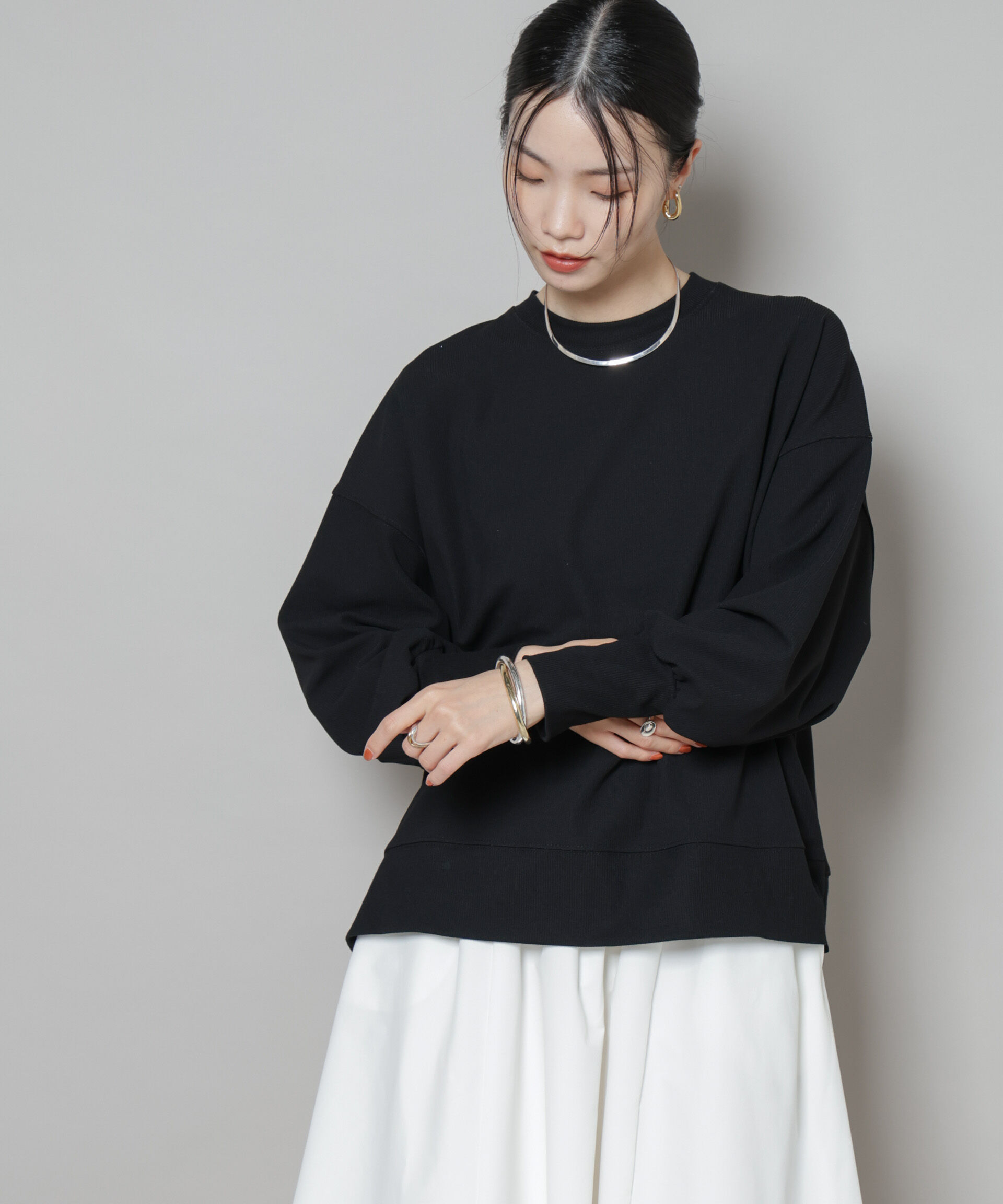 nano･universe「サカリバカットワイドクルーネックトップス(セットアップ可)」|Tシャツ・カットソー|