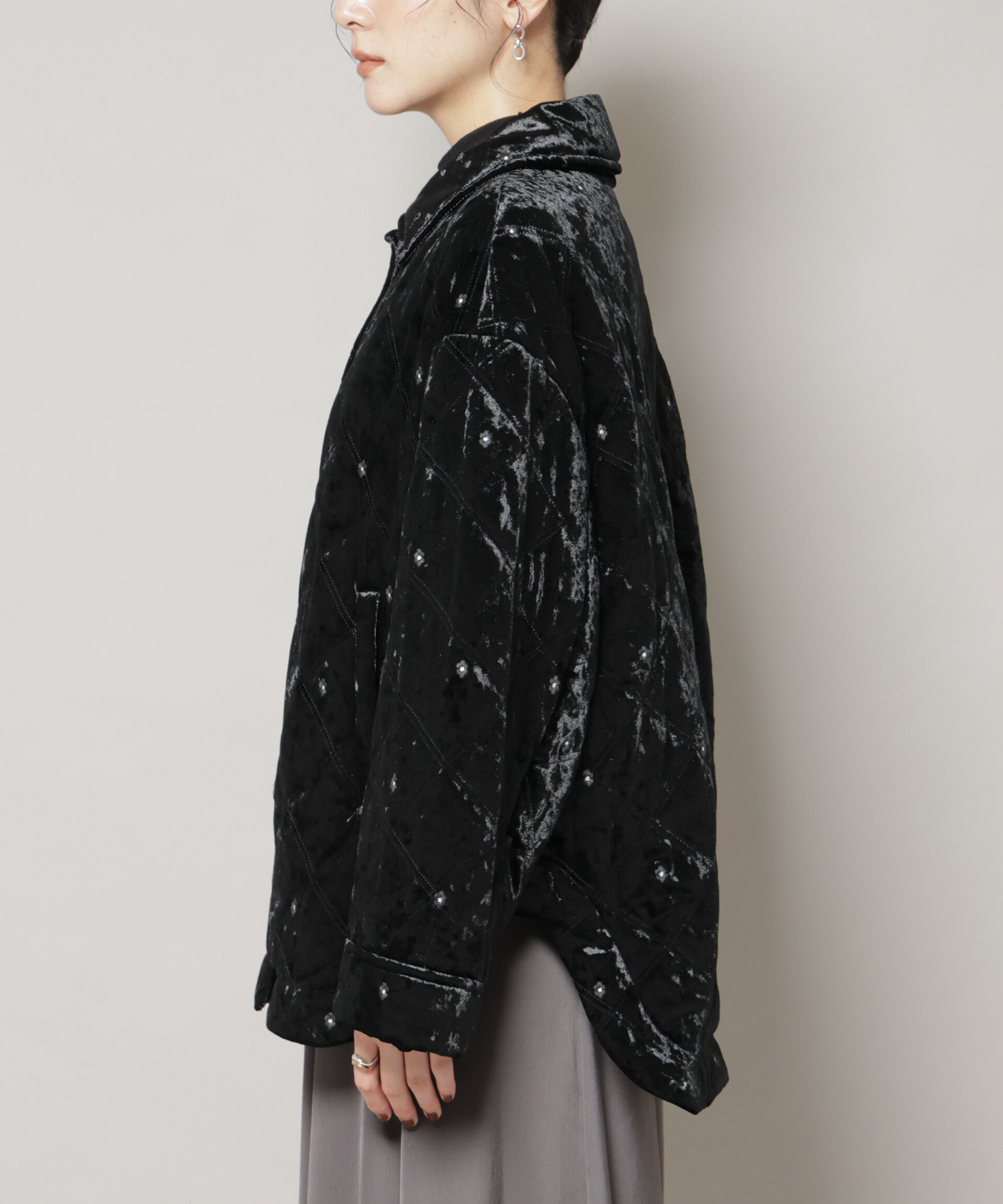 nano･universe「ベロアキルト刺繍ブルゾン」|ブルゾン・スタジャン|