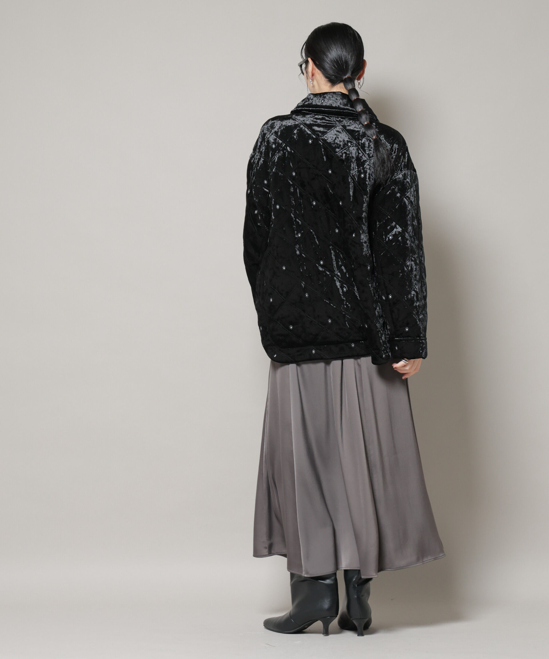 nano･universe「ベロアキルト刺繍ブルゾン」|ブルゾン・スタジャン|