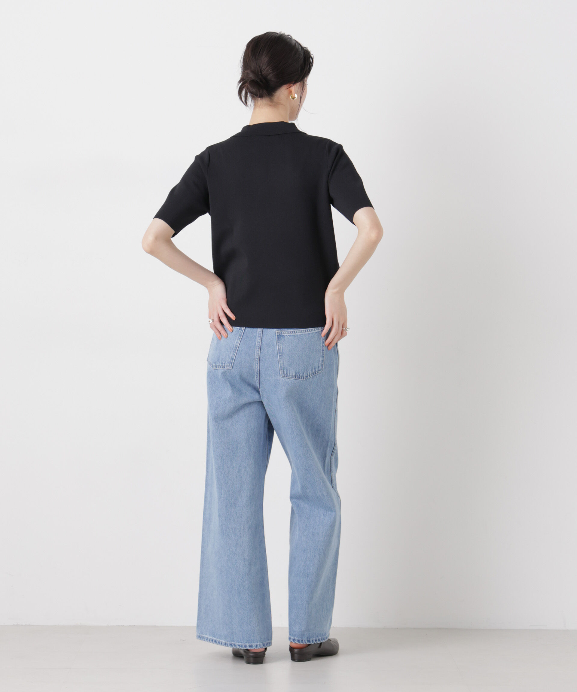 nano･universe「洗濯機洗い可UVカット接触冷感衿付き半袖ポロニット」|ニット・セーター|