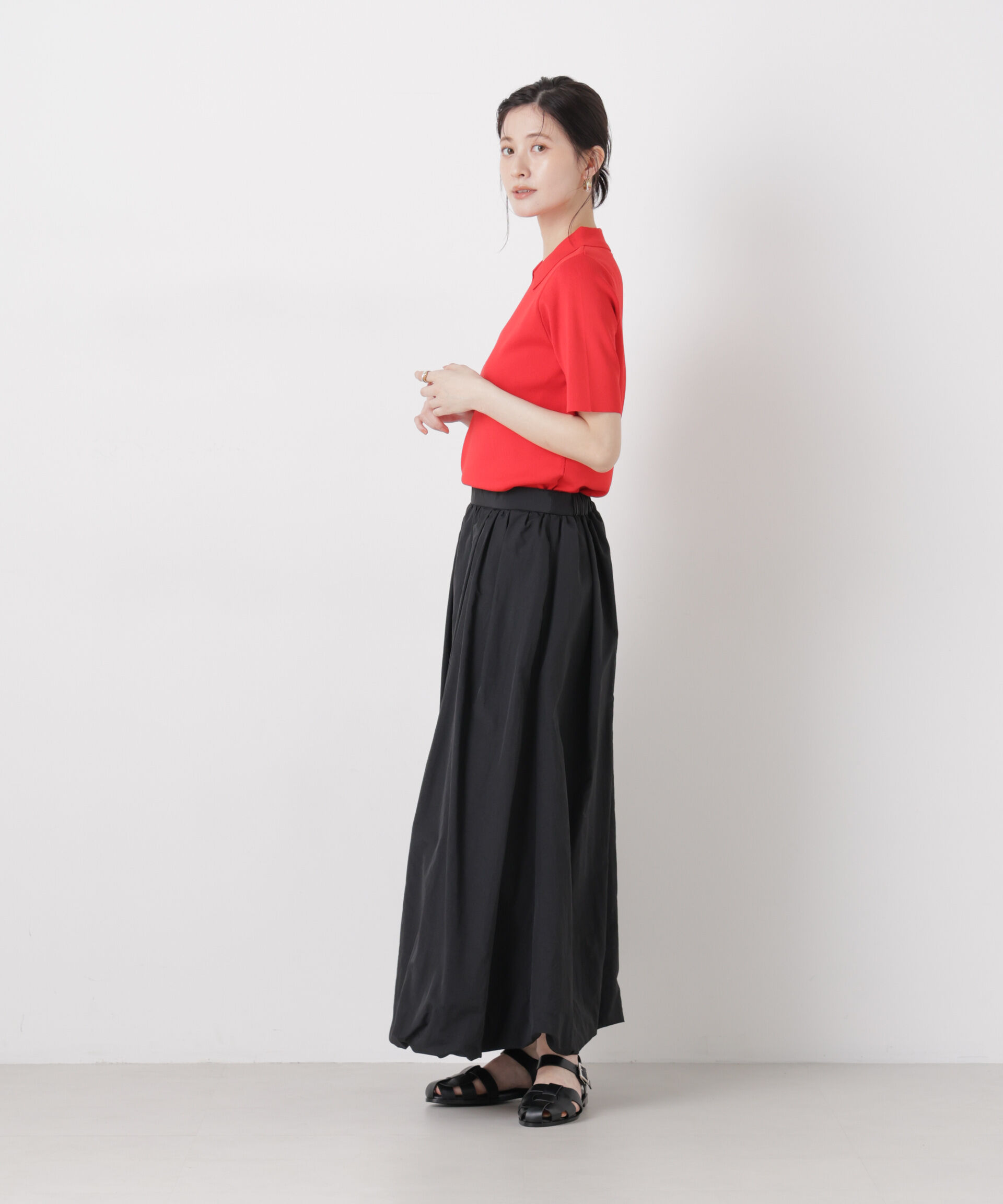 nano･universe「洗濯機洗い可UVカット接触冷感衿付き半袖ポロニット」|ニット・セーター|