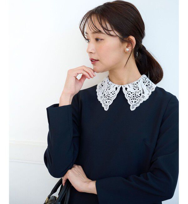 組曲「【KUMIKYOKU NAVY】コンフォータブルドレープ レース襟ワンピース」|ワンピース|