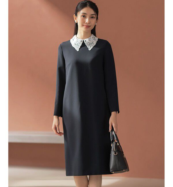 組曲「【KUMIKYOKU NAVY】コンフォータブルドレープ レース襟ワンピース」|ワンピース|