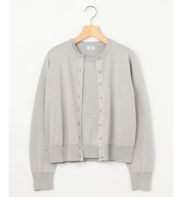 組曲「【WEB限定・2SET】5分袖ラメ入りアンサンブルニット」|カーディガン|