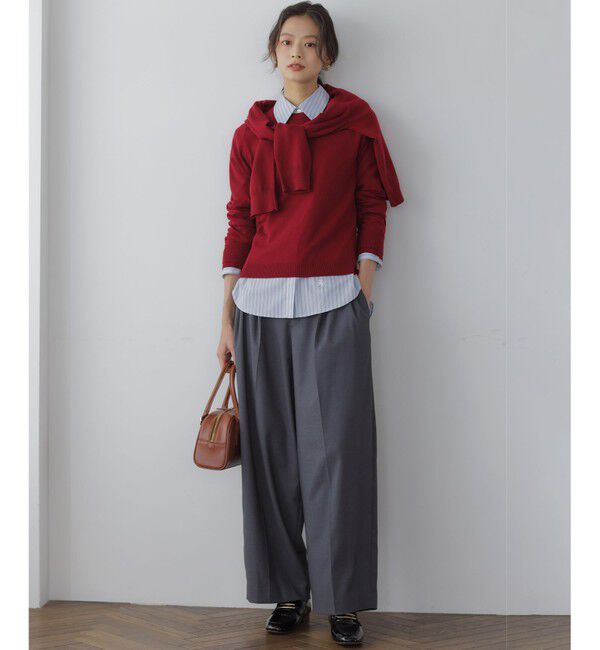 組曲「【加藤ローサさん着用】コットンタッチシャーティングボウタイ付き シャツ」|シャツ・ブラウス|