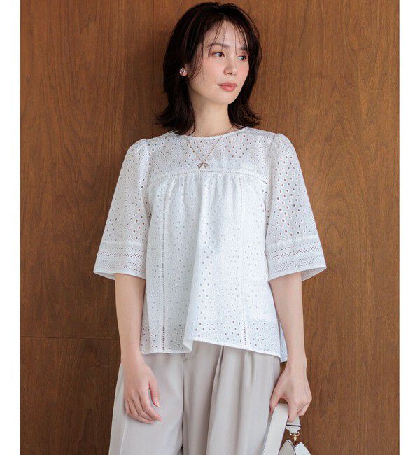 組曲「エンブロイダリーレース5分袖 ブラウス」|シャツ・ブラウス|