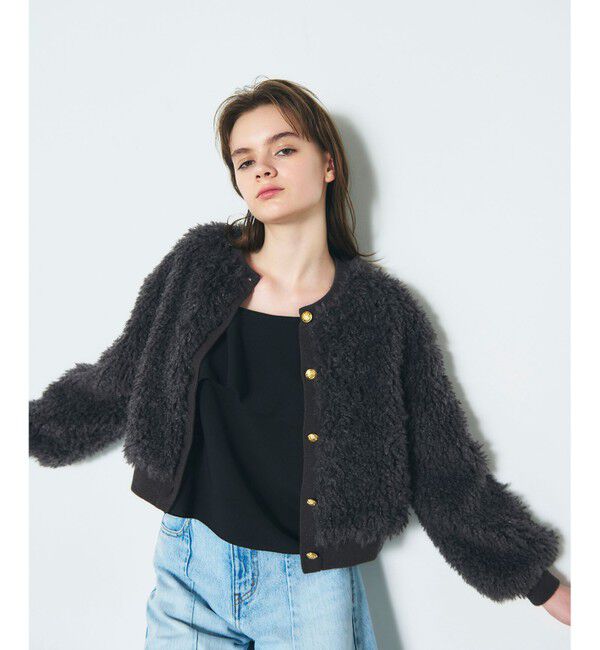 Diagram「フェイクファーニットカーディガン」|カーディガン|チャコール