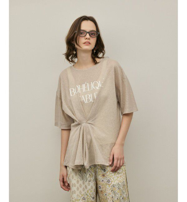 GRACE CONTINENTAL「タックロゴTシャツ」|Tシャツ・カットソー|ベージュ