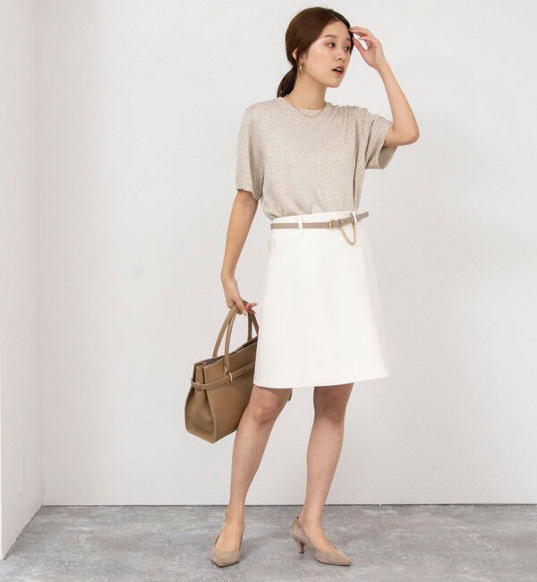 NOLLEY'S「ストレッチカルゼショートスカート」|台形|