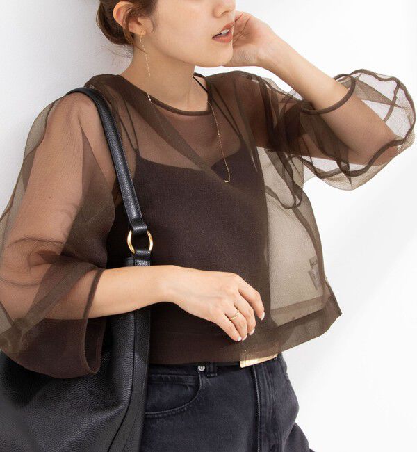 Rie Miller「ランタンスリーブシアー2WAYブラウス」|シャツ・ブラウス|