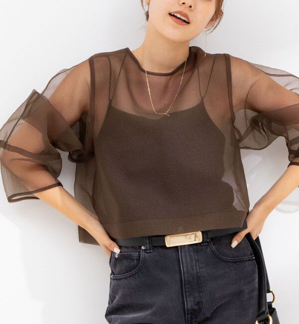 Rie Miller「ランタンスリーブシアー2WAYブラウス」|シャツ・ブラウス|