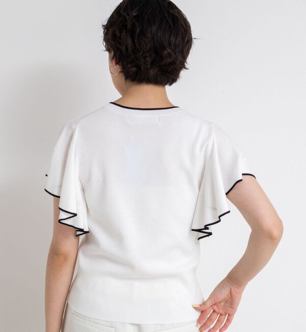 NOLLEY'S sophi「《手洗い可能》袖フリル配色プルオーバーニット」|ニット・セーター|