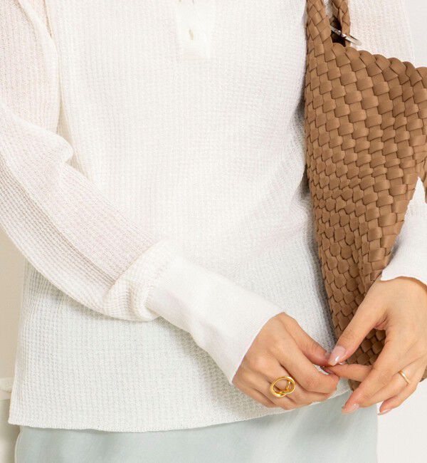 NOLLEY'S「《手洗い可能》ギマポリコットンワッフルヘンリーネックプルオーバー」|ニット・セーター|