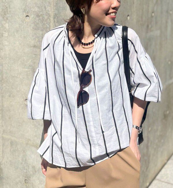 NOLLEY'S「ウォッシャブルドビーストライプブラウス」|シャツ・ブラウス|