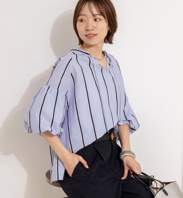 NOLLEY'S「ウォッシャブルドビーストライプブラウス」|シャツ・ブラウス|