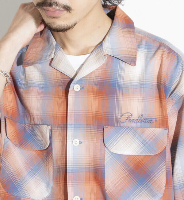 GLOSTER「【PENDLETON/ペンドルトン】オープンカラーシャツ 半袖シャツ 刺繍 ワンポイント チェック」|シャツ・ブラウス|