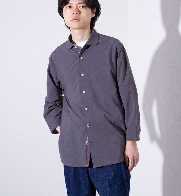 GLOSTER「【GLOSTER/グロスター】COOLMAX ポリトロ パラシュートボタン 七分袖レギュラーシャツ」|シャツ・ブラウス|