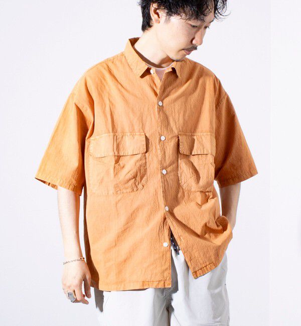 GLOSTER「【GLOSTER/グロスター】コットンピグメントショーツスリーブシャツ オーバーシャツ」|シャツ・ブラウス|