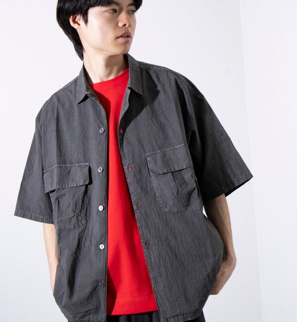 GLOSTER「【GLOSTER/グロスター】コットンピグメントショーツスリーブシャツ オーバーシャツ」|シャツ・ブラウス|