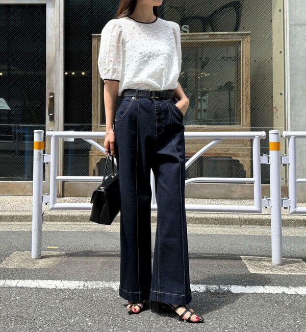 fredy emue「シアージャガードパイピング半袖ブラウス」|シャツ・ブラウス|