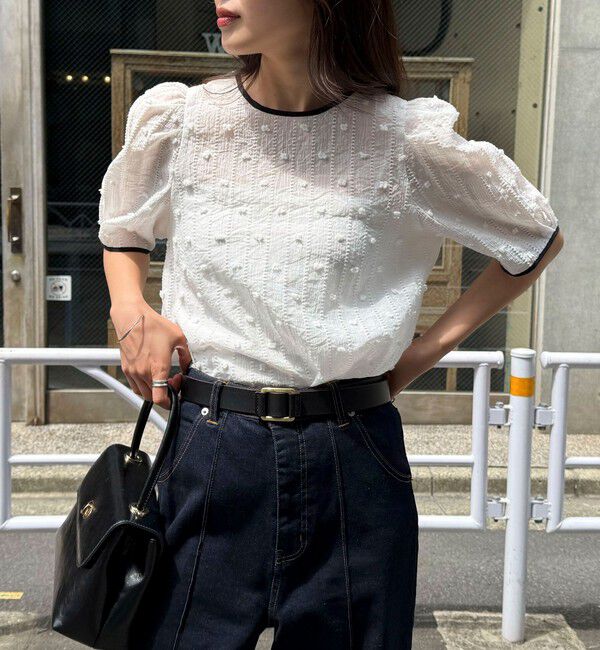 fredy emue「シアージャガードパイピング半袖ブラウス」|シャツ・ブラウス|