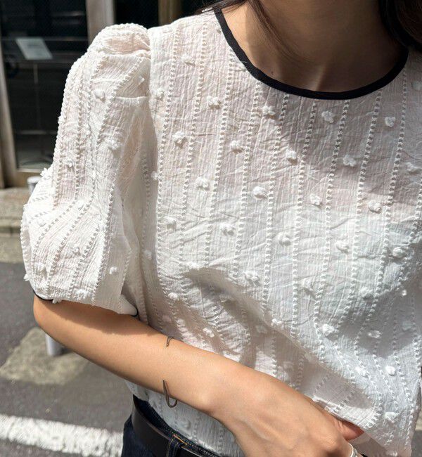 fredy emue「シアージャガードパイピング半袖ブラウス」|シャツ・ブラウス|