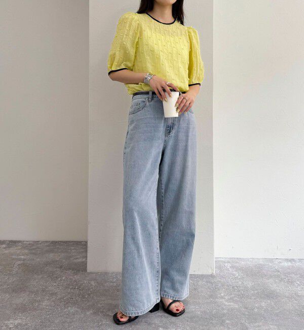 fredy emue「シアージャガードパイピング半袖ブラウス」|シャツ・ブラウス|