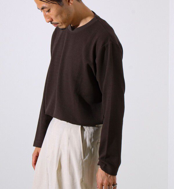 GLOSTER「【シリーズ累計人気】【ジャケットのインナーにおすすめ】ふくれジャガードロンT」|Tシャツ・カットソー|