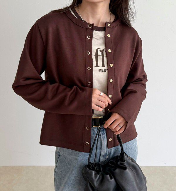 fredy emue「ポンチドット釦カーディガン」|カーディガン|ブラウン