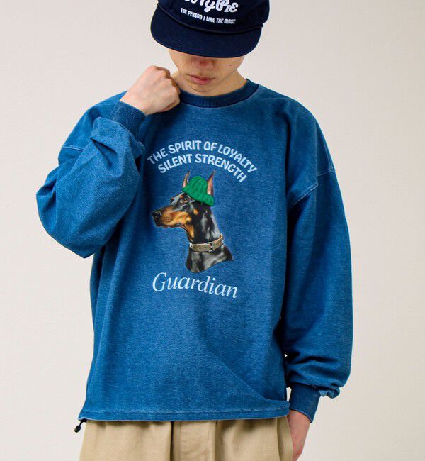 GLOSTER「【立体アップリケ】カットデニム風 ニットアップリケスウェット」|スウェット・ジャージ|