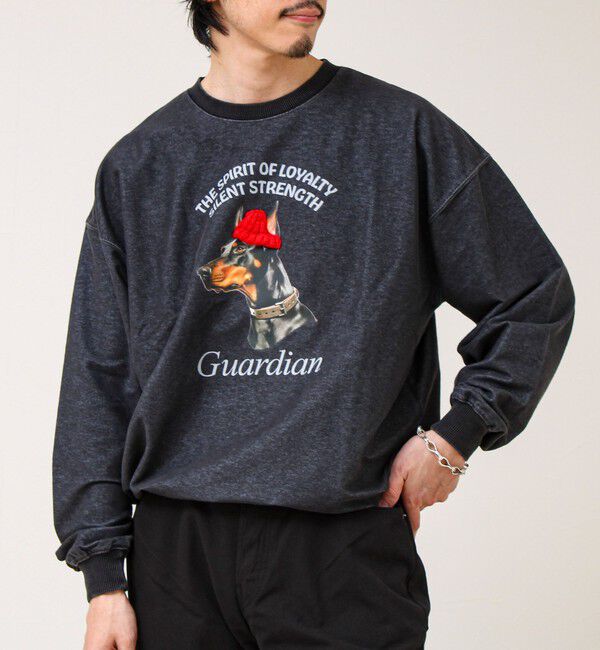 GLOSTER「【立体アップリケ】カットデニム風 ニットアップリケスウェット」|スウェット・ジャージ|