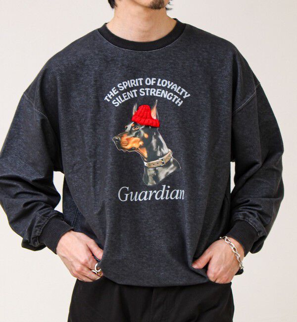 GLOSTER「【立体アップリケ】カットデニム風 ニットアップリケスウェット」|スウェット・ジャージ|