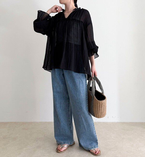 fredy emue「LINEN混シアー楊柳ブラウス」|シャツ・ブラウス|