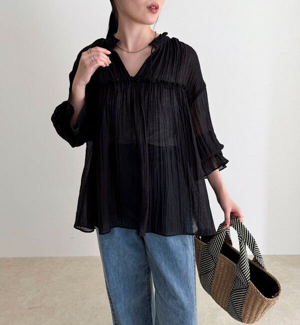 fredy emue「LINEN混シアー楊柳ブラウス」|シャツ・ブラウス|