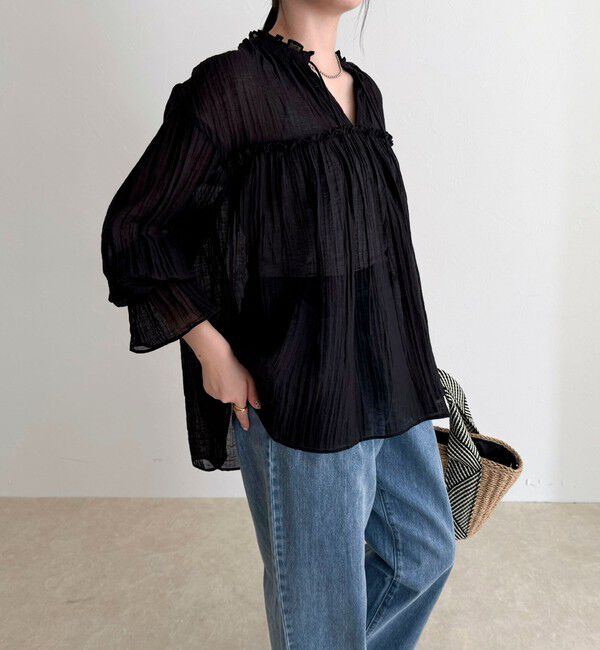 fredy emue「LINEN混シアー楊柳ブラウス」|シャツ・ブラウス|