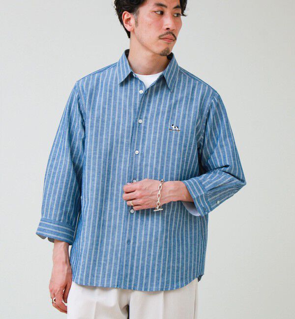 GLOSTER「【フレブル刺繍】七分袖シャツ ストライプ/無地」|シャツ・ブラウス|