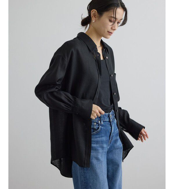 SALON adam et rope'「リネンオーバーシャツ / GENTLE LINEN」|シャツ・ブラウス|ブラック(01)
