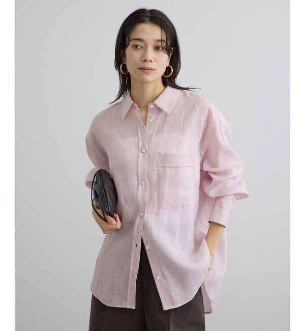 SALON adam et rope'「リネンオーバーシャツ / GENTLE LINEN」|シャツ・ブラウス|ピンク(63)