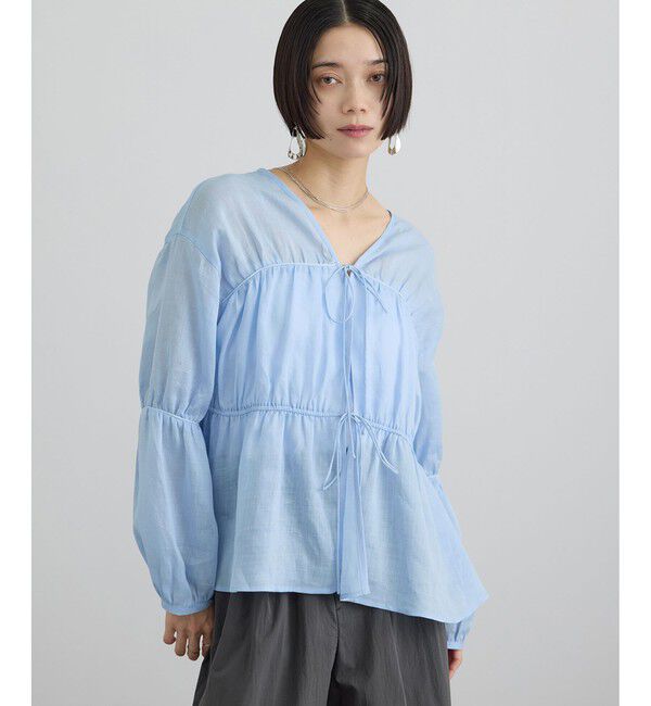 SALON adam et rope'「【WEB限定】シアーラミーカルゼギャザーブラウス / イージーケア」|シャツ・ブラウス|