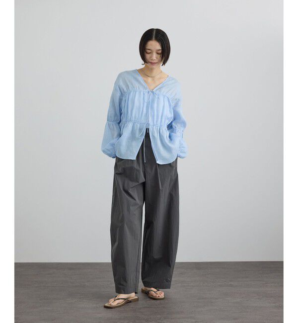 SALON adam et rope'「【WEB限定】シアーラミーカルゼギャザーブラウス / イージーケア」|シャツ・ブラウス|