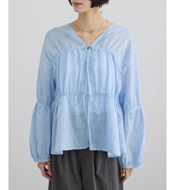 SALON adam et rope'「【WEB限定】シアーラミーカルゼギャザーブラウス / イージーケア」|シャツ・ブラウス|