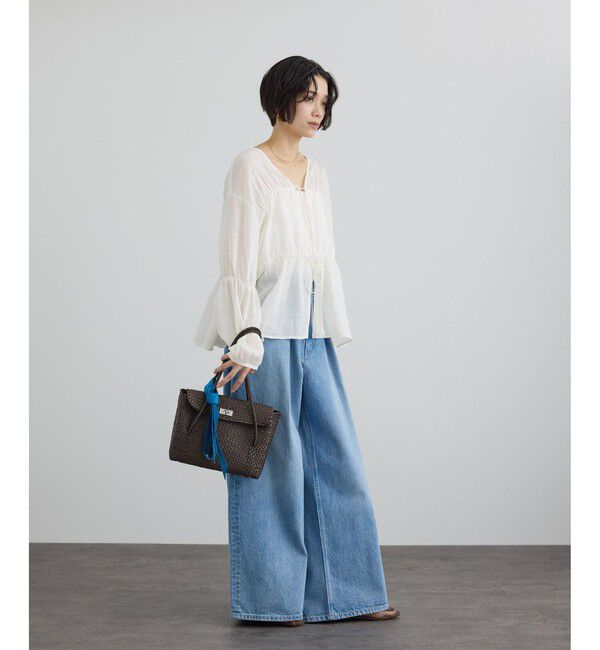 SALON adam et rope'「【WEB限定】シアーラミーカルゼギャザーブラウス / イージーケア」|シャツ・ブラウス|